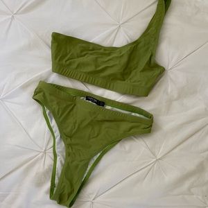 Nasty Gal green two piece swimsuit